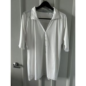 Nancy LOPEZ size 2X Desert Dry GOLF SHIRT Short Sleeve WHITE SILVER Embell D24